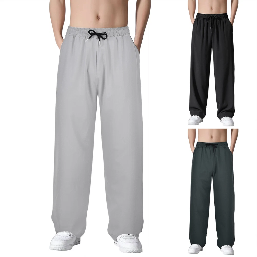 Men's straight leg loose fit casual running pants with thin design
