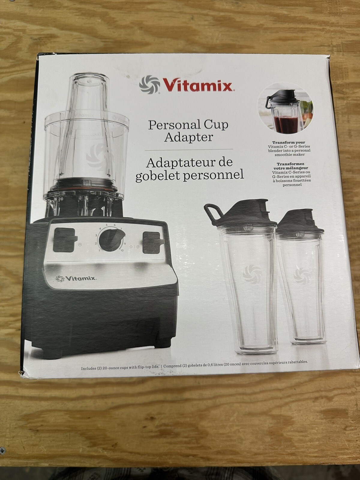 Vitamix PERSONAL Cup ADAPTER (for C/GSeries Blender) + TWO 20oz CUPS