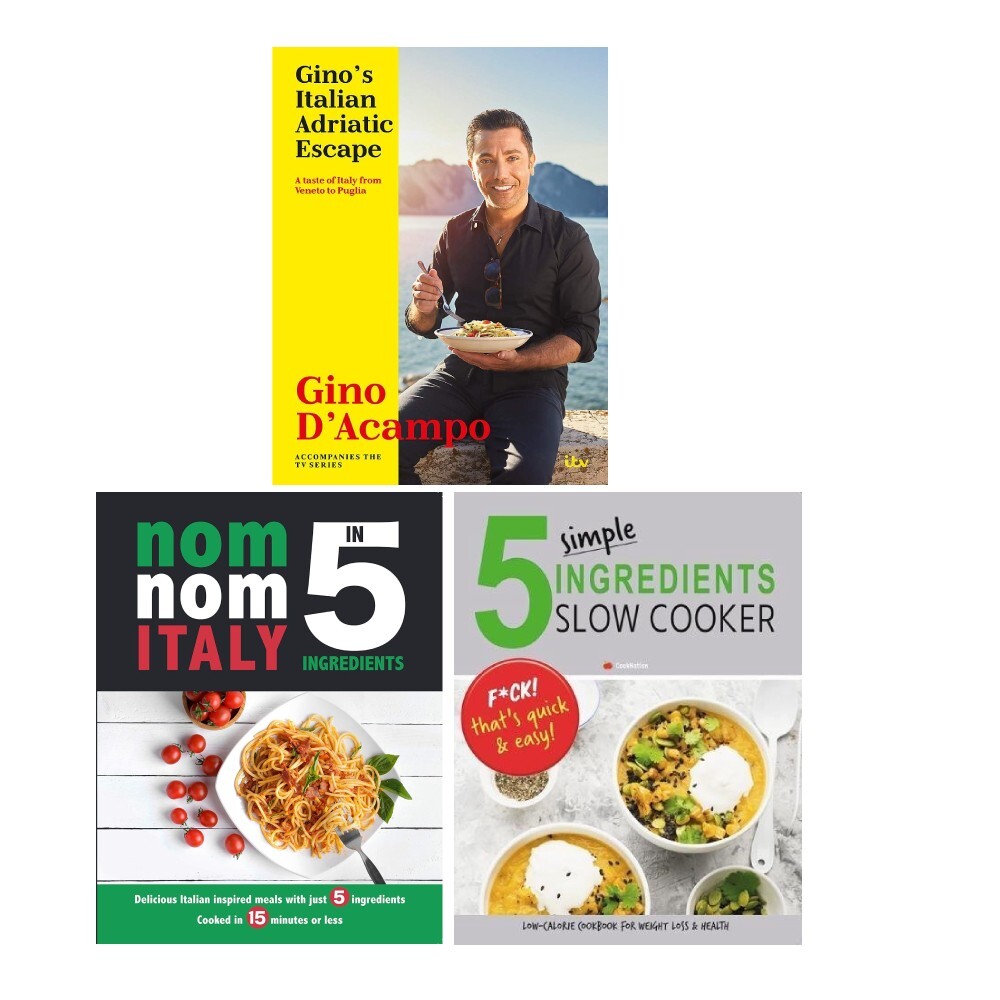 Ginos Italian Adriatic Escape,Nom Nom Italy In 5 Ingredients, 5 Simple 3 Books