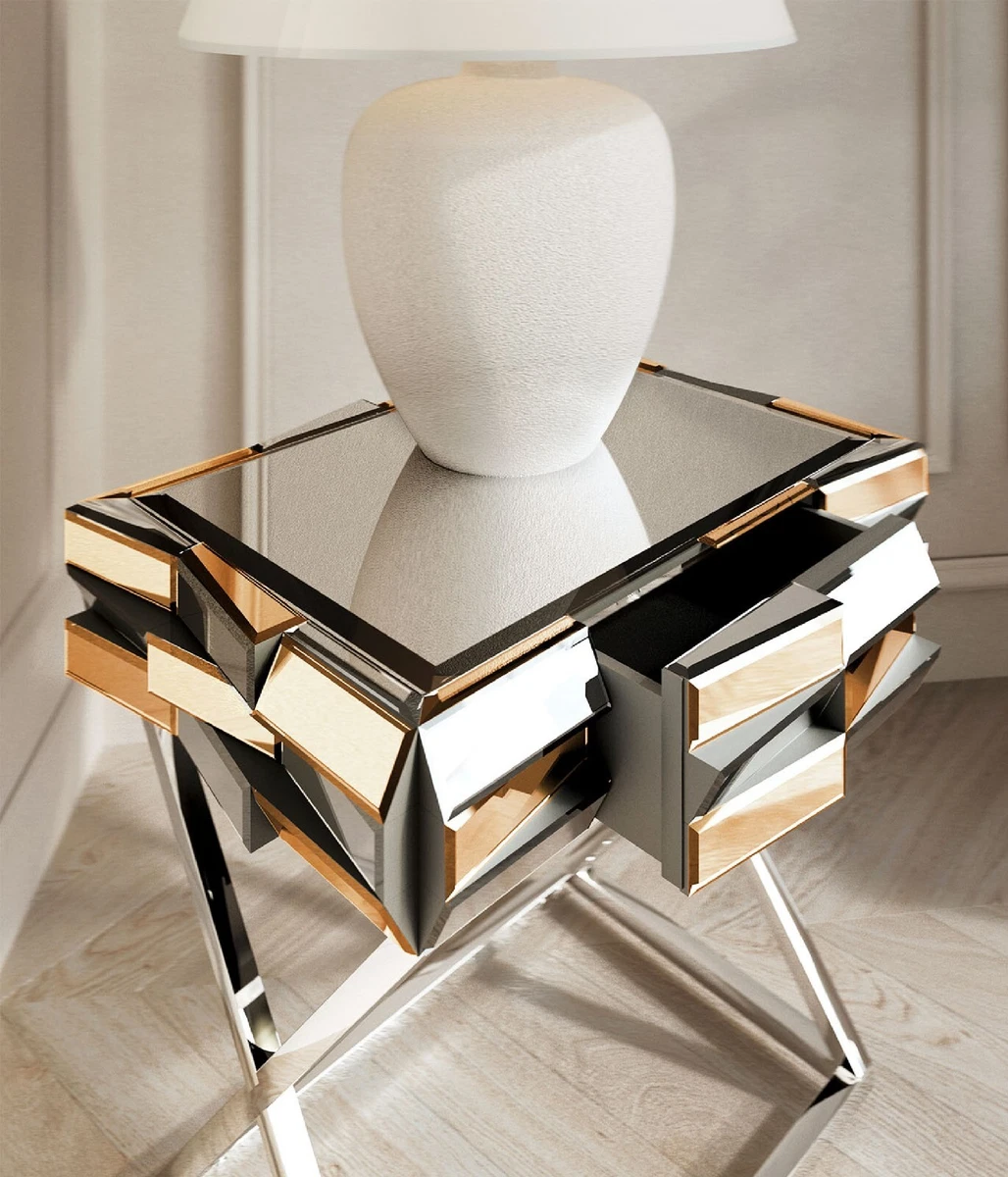 Gold and sale mirrored side table