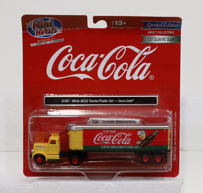 CLASSIC METAL WORKS #31187 HO MINI METALS WHITE WC22 COCA COLA TRACTOR-TRAILER