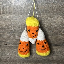 Handmade Crochet Fall Thanksgiving Set Of 3 Candy Corn Tree Tier Decor Halloween