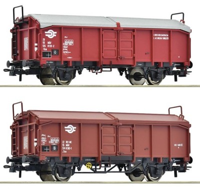 Roco 6600116 Spur HO Set zwei zweiachsige Schiebedachgüterwagen MAV