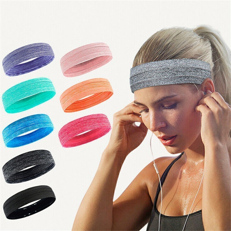 Unisex Running Headband Sweat-Absorbent Anti-slip Yoga Sports Turban Hairband
