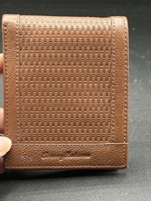 Tommy Bahama Bifold Wallet Basket Weave Tan Embossed Leather 31TM130014 NWT