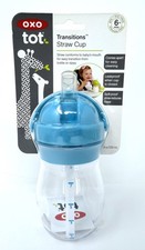 OXO Tot Blue Clear - 9 oz Transition Straw Cup - 6 Months