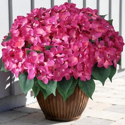  Bundles Artificial Hydrangea Flowers for Outdoor Decor, Realistic 16 Rose Red