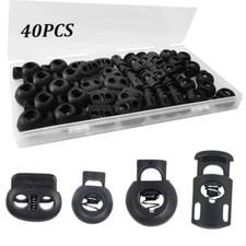 40Pcs Cord Lock, Plastic Cord Locks for Drawstrings, Black Spring 40 black