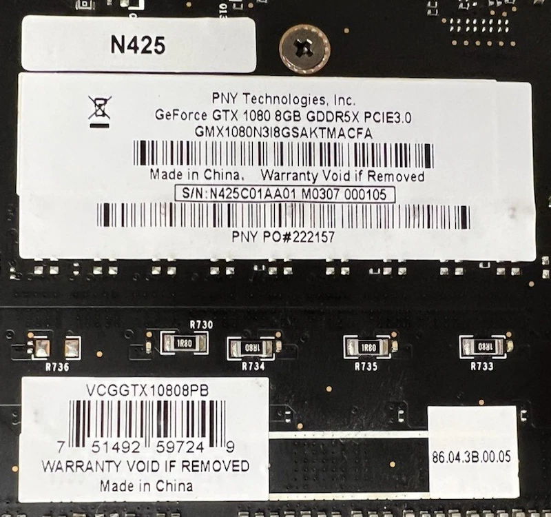 PNY NVIDIA GeForce GTX 1080 8GB GDDR5X PCIe 3.0 Graphics Card - TESTED!! - Image 3 of 3