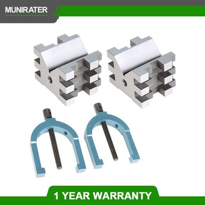 Multi-Use V-Block and Clamp Hardened Steel 2-3/8'' x 2-3/4'' x 2'' Set