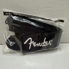 Genuine Fender 2" Thick, Adjustable Guitar Strap, Black with White Logo NEW 