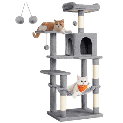Cat Tree, 56.3-Inch Cat Tower for Indoor Cats, Multi-Level Cat Condo with 4 S...