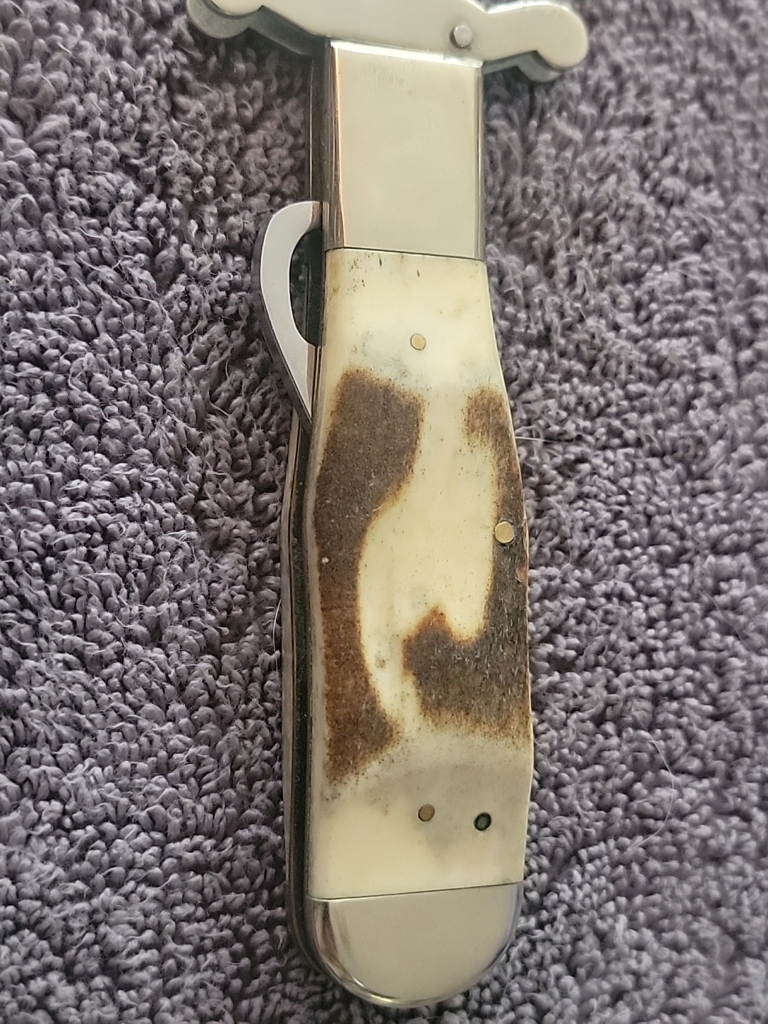 Parker Cutlery Japan 1982 Model K419 Safety Folder Knife Burnt Bone Stag Mint