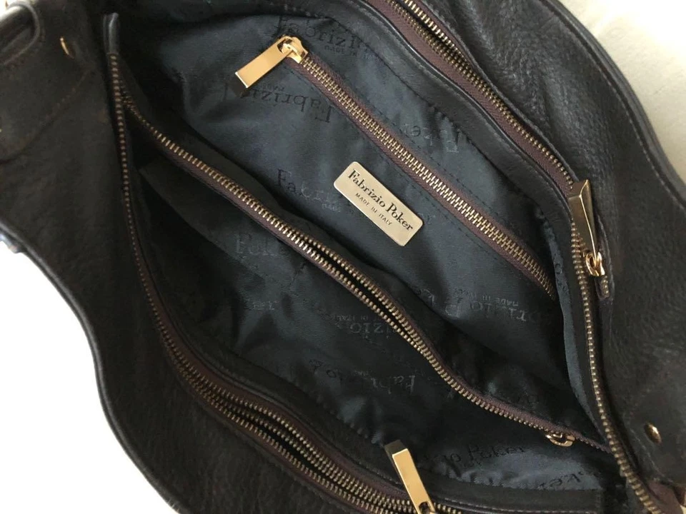 Bolso Hobo de Hombro Fabrizio Poker Cartera Cuero en Marrón Oscuro USADO Buen Estado Foto 4 de 4