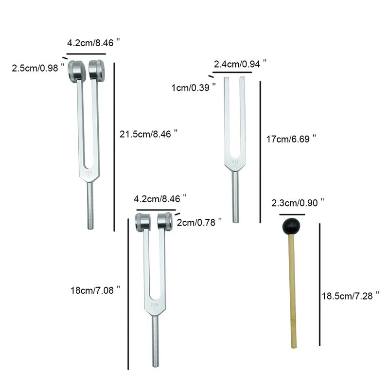 Aluminium Stimmgabel 128Hz 256Hz 512Hz Set für Musik und Therapie - Bild 2 von 4