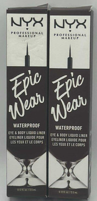 2PK NYX Epic Wear Eye & Body Liquid Liner ~ WATERPROOF ~ 0.12 FL OZ EACH ~ BROWN