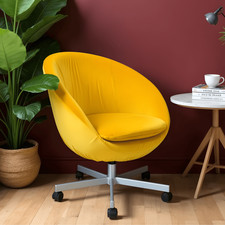 Copriscivolo in velluto giallo brillante - Compatibile con sedia IKEA Skruvsta