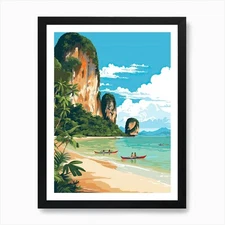 Railay Beach, Krabi, Thailand, Mati Framed Wall Art Poster Canvas Print Picture