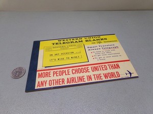 25 Unused Western Union Telegram Blanks Telegraph Telefax 1963 United Airlines 