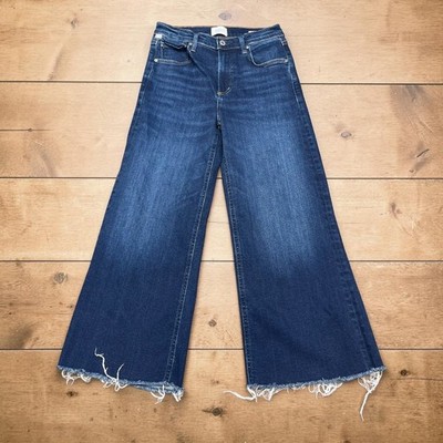 Citizens of Humanity Petite Lyra Wide Leg Jeans Dark Wash Raw Hem 26 2201-1691
