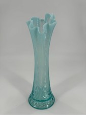 Antique Northwood Jewels and Drapery Blue Opalescent Swung Vase