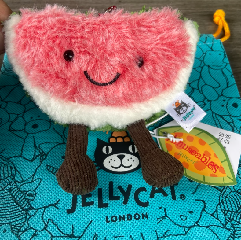Cute Jellycat Watermelon Plush Keychain Bag Charm Amuseables NWT