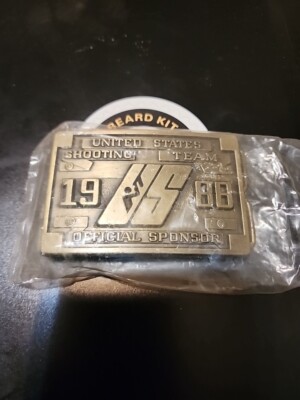 Vintage 1988 US Olympics Shooting Team XXIV Olympiad Brass Belt Buckle New