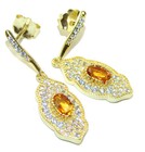 Citrine Earrings 14K Gold Over Sterling Silver Handmade Yellow Rectangle