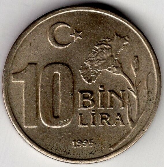 1995 TURKEY 10000 LIRA TEN 10 BIN LIRA  NICE WORLD COIN