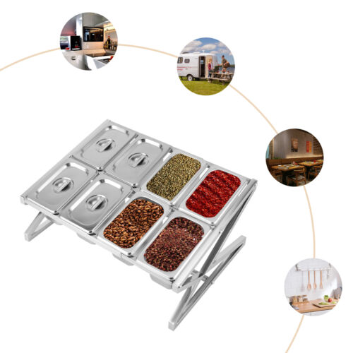 8-Pans Kitchen Sliver Spice Shelf Stainless Steel Spice Rack - Picture 14 of 14