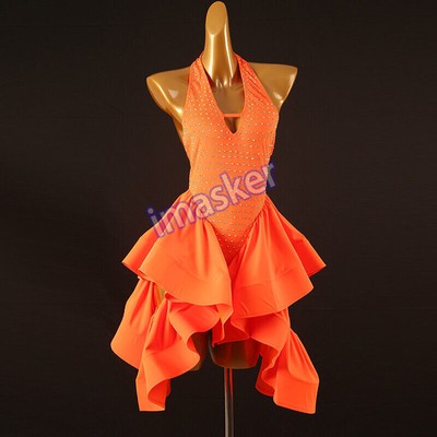 Latin Dance Dress Salsa Tango Cha Cha Ballroom Rhinestone Competition Dress