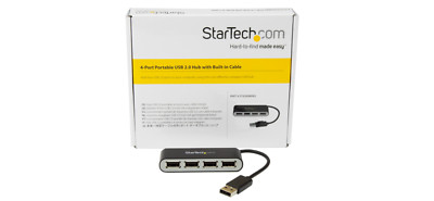 StarTech.com 4 Port Portable USB 2.0 Hub w/Built in Cable - 4 Port USB Hub