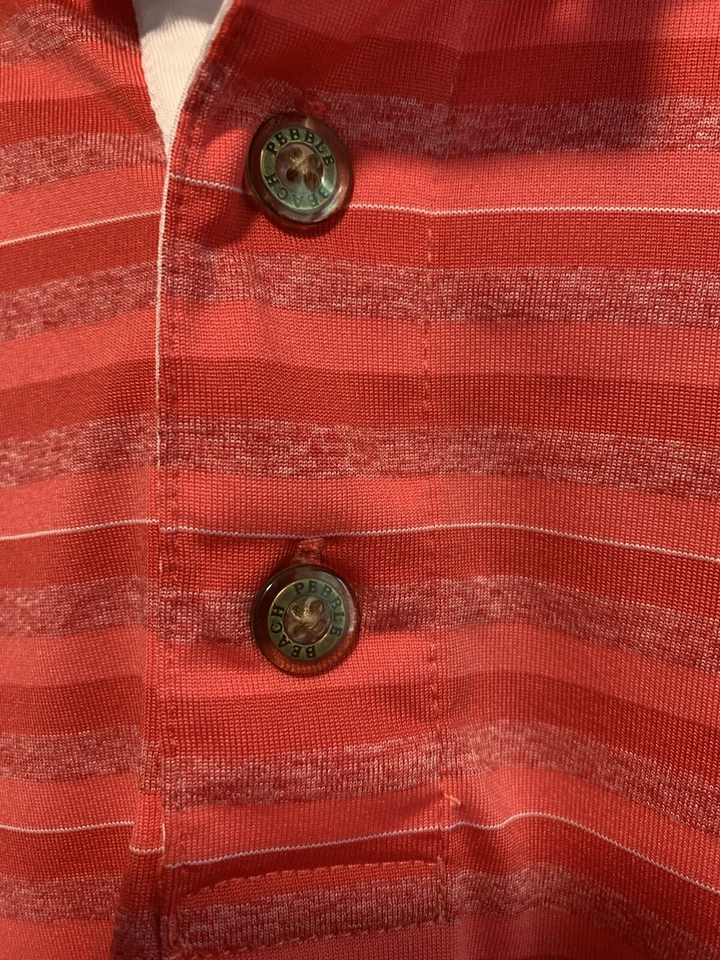 Camisa de Playa Pebble Para Hombres Gran Rendimiento Golf Coral Rayas Logo Bordado Foto 3 de 4