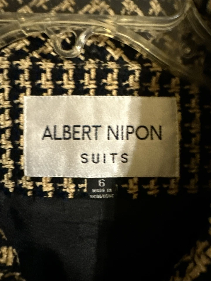 Combo Chaqueta Falda Mezcla Rayón Lana Albert Nipon Talla 6 De Colección  Foto 2 de 4