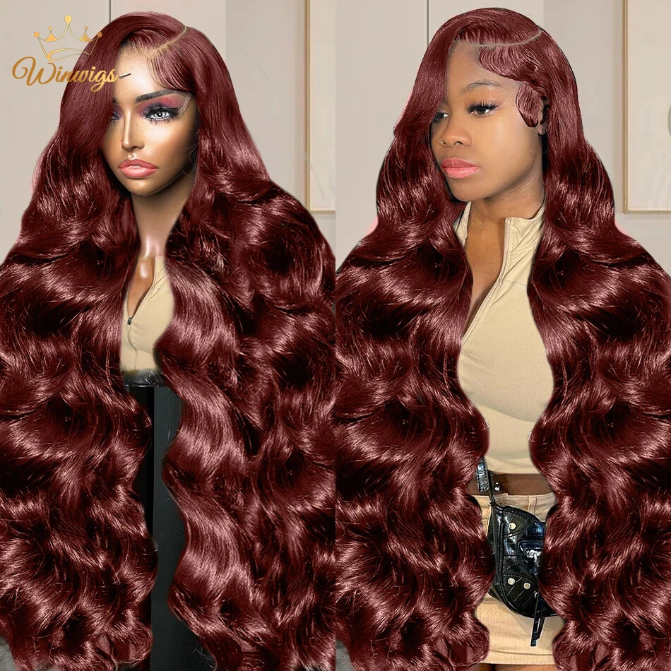 13x4 Reddish Brown Body Wave HD Lace Front Wig Pre Plucked Human Hair