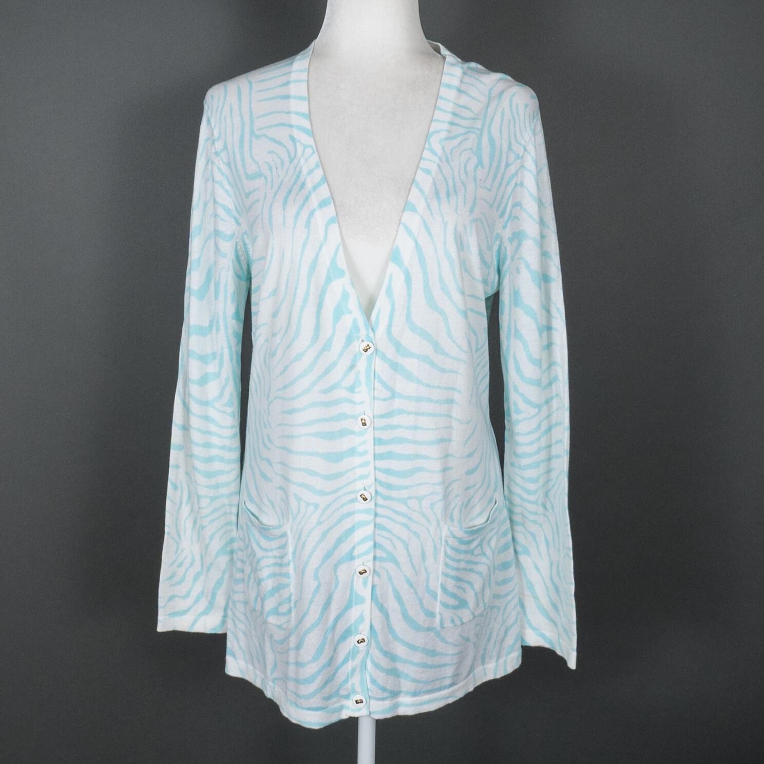 J. McLaughlin Zebra Print Cardigan Light Blue Mod… - image 1