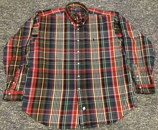 Vtg 90s Polo Ralph Lauren Men Button Up Shirt Multicolor Plaid Heavy Twill 2XL