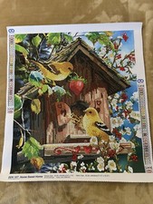 Completed Birds at Birdhouse with Berry Diamond Art Painting 17.15  x 19.15  