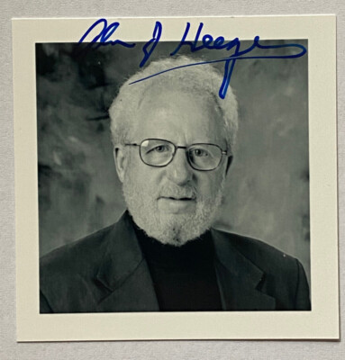 Alan Heeger  - Nobelpreis Chemie 2000 - original Autogramm - 6 x 6 cm 