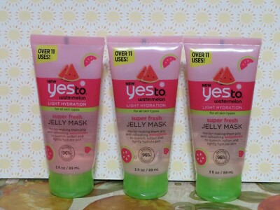 LOT OF 3 Yes To Watermelon Light Hydration Super Fresh Jelly Mask 3 oz each
