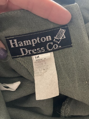 Vtg Hampton Dress Co. Olive Green Belted Beaded Dress Size 8 S/M 80s 90s - 第 9/10 張圖片