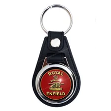 ROYAL ENFIELD FAUX LEATHER KEY RING / KEY FOB.CLASSIC ROYAL ENFIELD MOTORCYCLES.