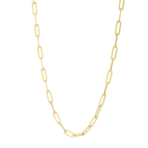 14k Yellow Gold Lite Concave PAPERCLIP Link Chain Necklace 18" 3.5 grams 4.8MM - Picture 1 of 1