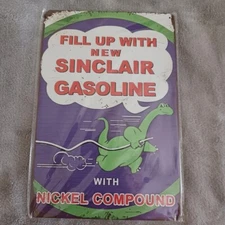 8" X 12" Metal Sign Man Cave Garage Bar Oil Gas Wall Art Sinclair With Nickel