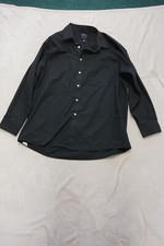 Arrow Classic Fit Mens Shirt Sz 17 to 17.5 32/33 Solid Black Cotton Blend