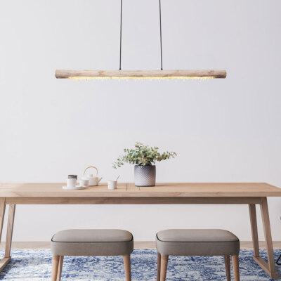 Produktbild von Globo LED Kristall-Hängelampe – Design Holz, Warmweiß – Für Wohnzimmer & Co.