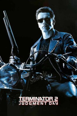 Photo Poster Arnold Schwarzenegger on motorcycle Terminator 2