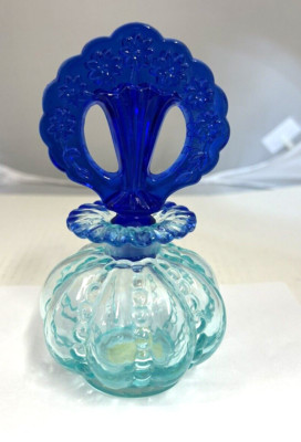 Fenton Glass Tranquility Aquamarine Cobalt Perfume Bottle  #7101 AK   Excellent