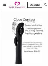 Pure Romance Close Contact Toy New in Box/Sealed Floating Motor Quiet Toy!!