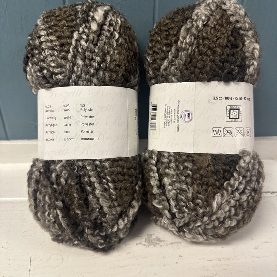 Rozetti Tedi bulky wool blend boucle yarn brown Gray lot of 2 (82 yds) 232-05 - Image 3 of 4